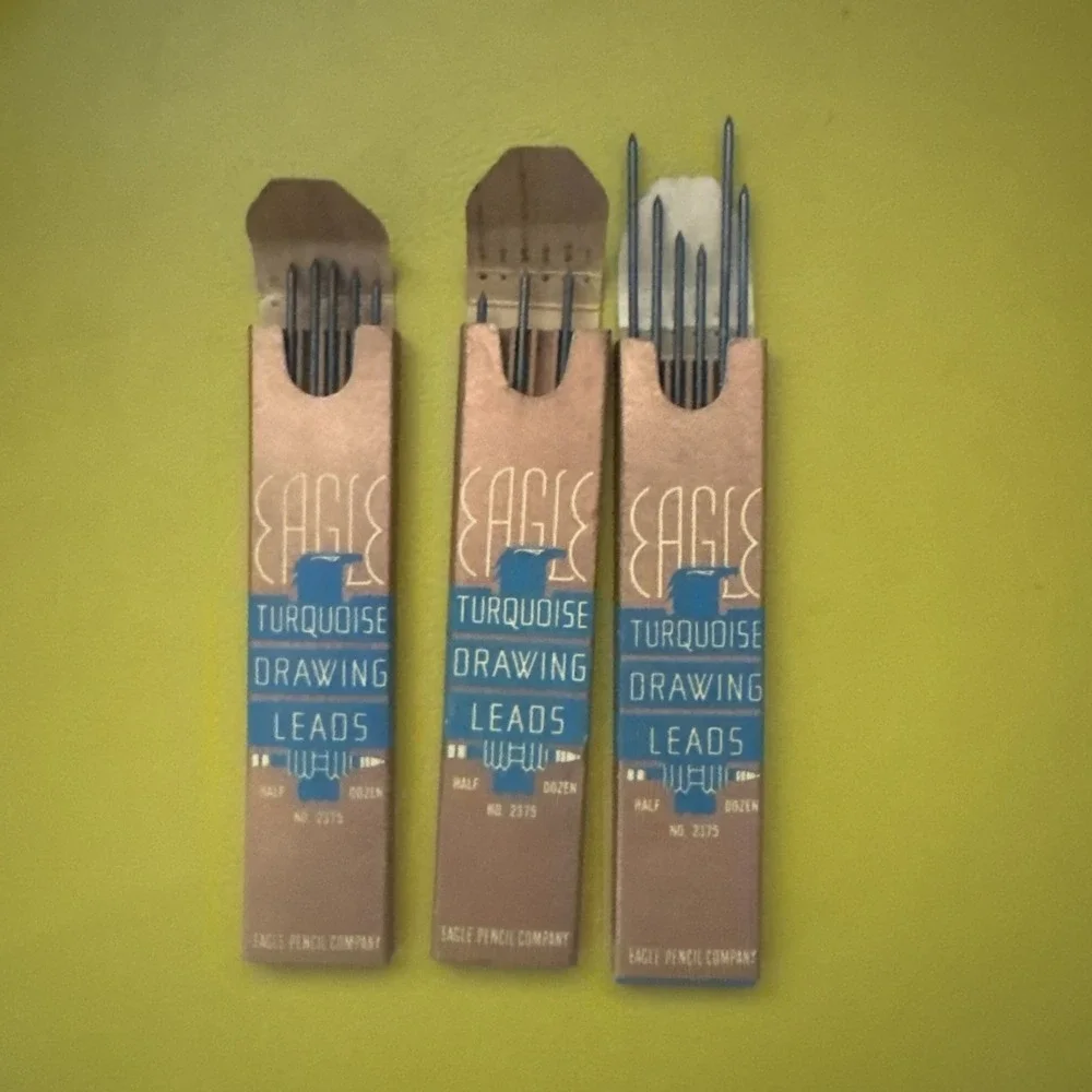 Lot Of Eagle Turquoise Drawing Pencil Leads 6H-11 Leads HB-3 Leads Vtg USA Made